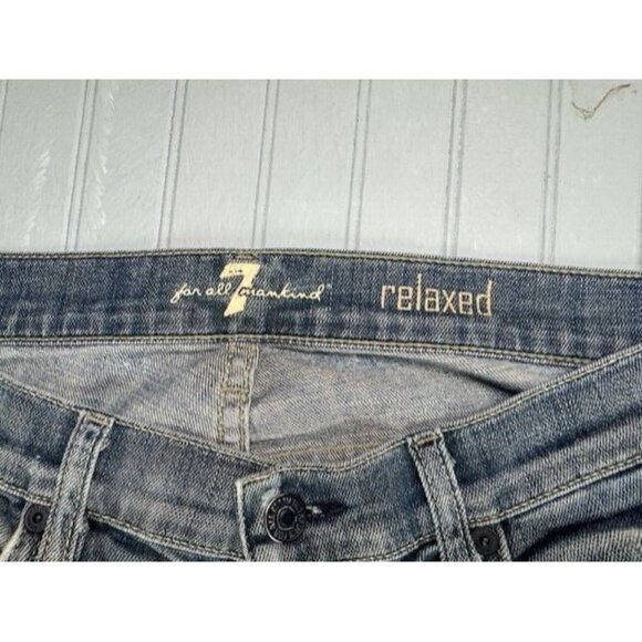7 For All Mankind Size 30x31.5 Mens Jeans Relaxed Button Fly Stretch Med… - Picture 4 of 5